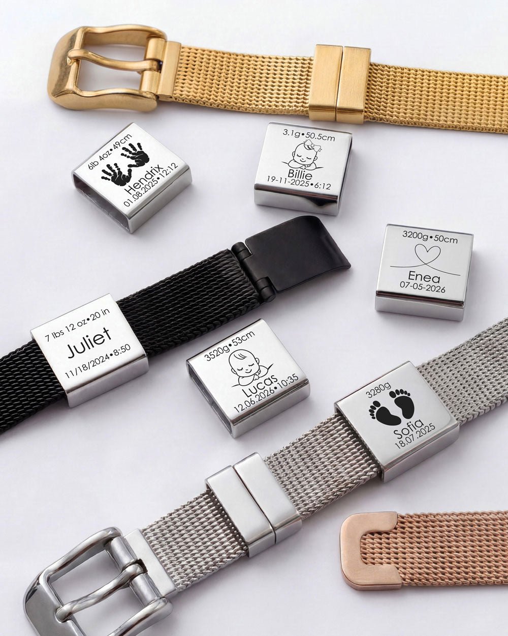 Lima Mesh Bracelet Birth Details - MILA CANTES